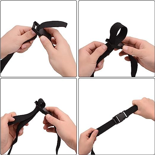 iCONY 6 feet Long Utility Strap Belt with Quick-Release Buckle Adjustable, for Luggage Bags, Traveling, Bikes, Cars, Outing, Black, 6-Pack. - Image 4