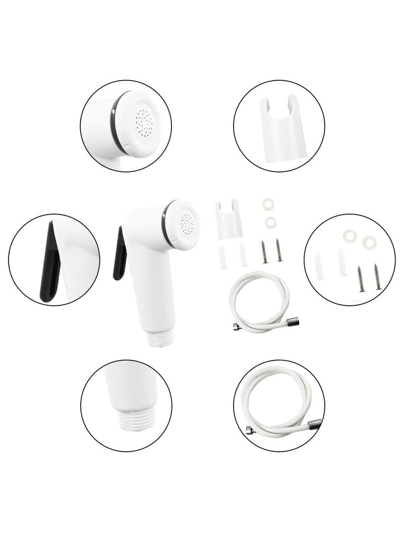 ECVV Shattaf Twist Sprayer Portable Plastic Hand Held Bathroom Shower Head Set Toilet Bidet Sprayer And Holder Handheld Spray Head Set Bidet Diaper Sprayer Toilet White - Image 4