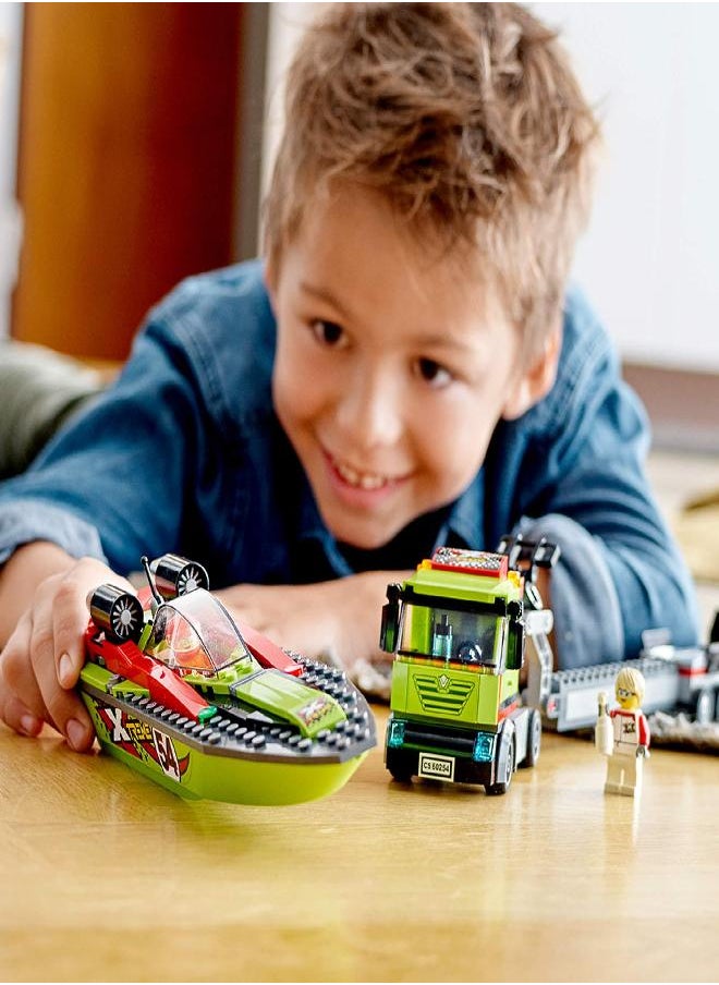 LEGO - LEGO City Race Boat Transporter 60254 Race Boat Toy, Fun Building Set for Kids (238 Pieces) - Image 1