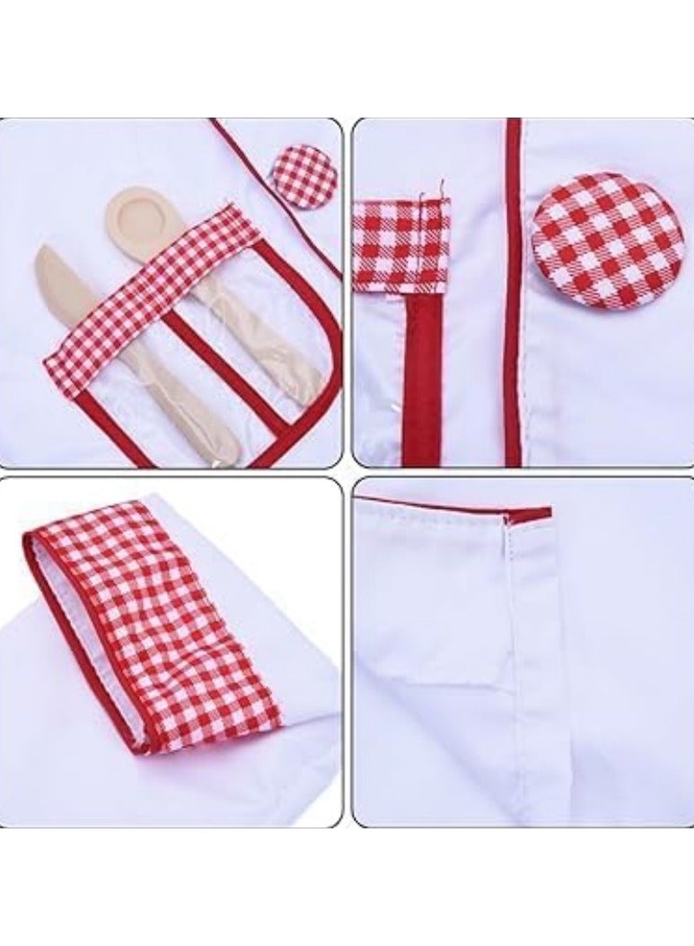 Children's Chef Costume Set with Realistic Accessories Role-play toy for boys and girls ages 3 to 12 Kitchen helper pretend play cooking apron and hat - Image 4