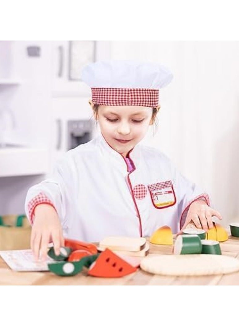 Children's Chef Costume Set with Realistic Accessories Role-play toy for boys and girls ages 3 to 12 Kitchen helper pretend play cooking apron and hat - Image 3