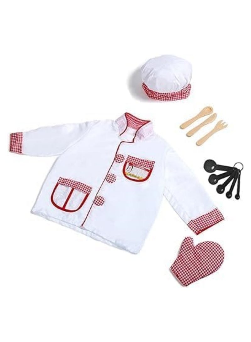 Children's Chef Costume Set with Realistic Accessories Role-play toy for boys and girls ages 3 to 12 Kitchen helper pretend play cooking apron and hat - Image 1
