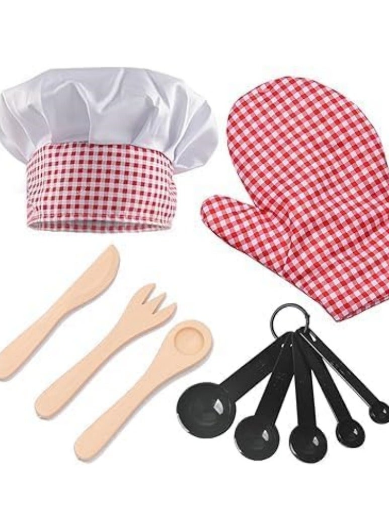 Children's Chef Costume Set with Realistic Accessories Role-play toy for boys and girls ages 3 to 12 Kitchen helper pretend play cooking apron and hat - Image 5
