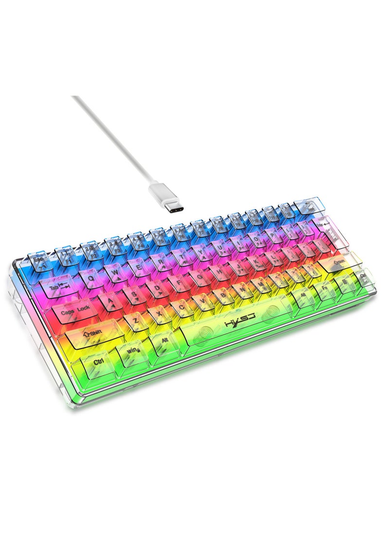 Transparent Gaming Mechanical Keyboard with RGB LED Rainbow Backlit for Windows/MacOS/Android PC Gamers