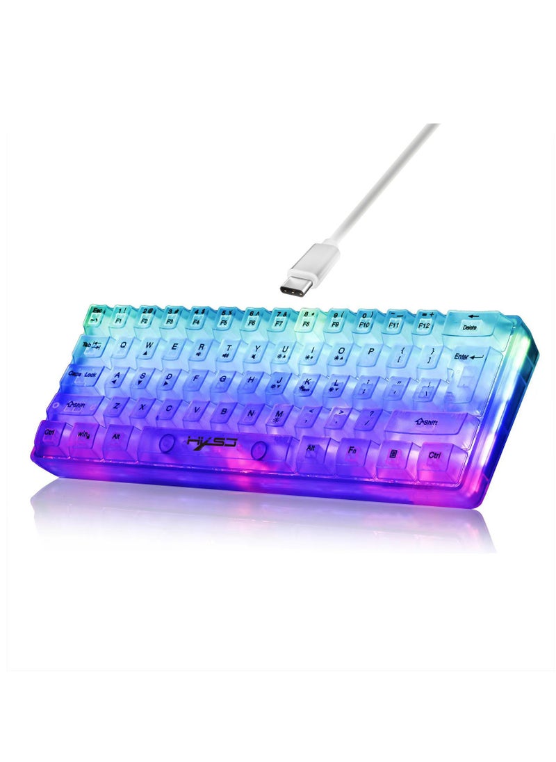 Transparent Gaming Mechanical Keyboard with RGB LED Rainbow Backlit for Windows/MacOS/Android PC Gamers