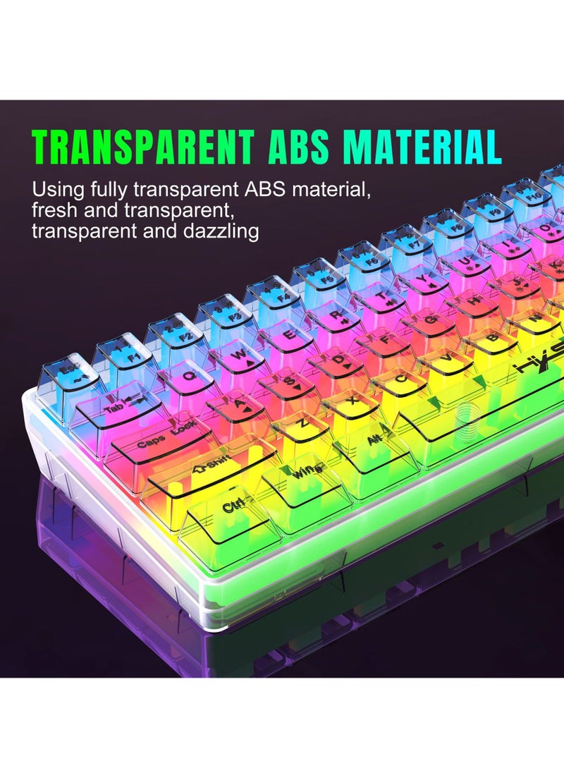 Transparent Gaming Mechanical Keyboard with RGB LED Rainbow Backlit for Windows/MacOS/Android PC Gamers