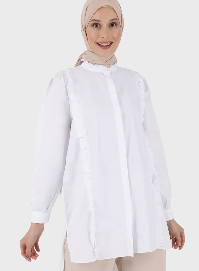 Refka by modanisa Puff Sleeve Button Down Tunic