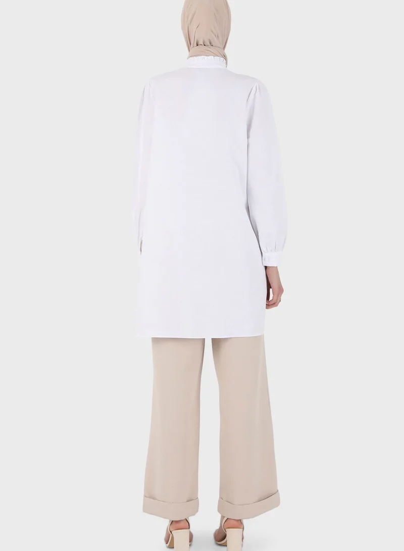 Refka by modanisa Puff Sleeve Button Down Tunic