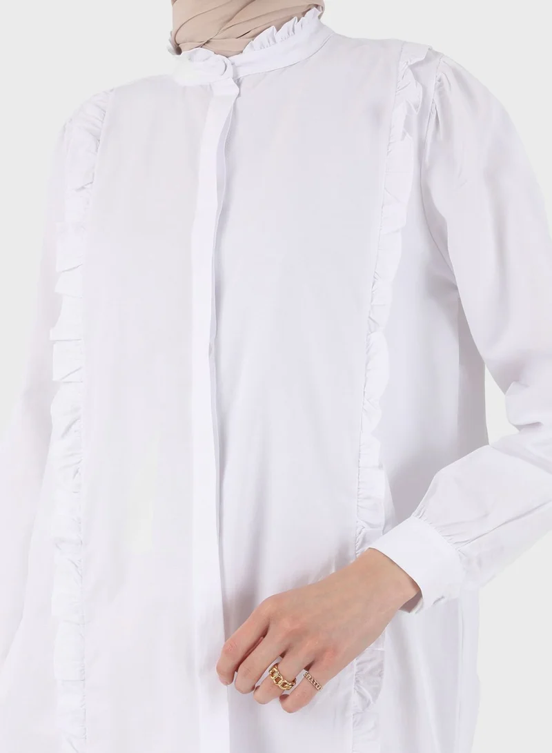 Refka by modanisa Puff Sleeve Button Down Tunic