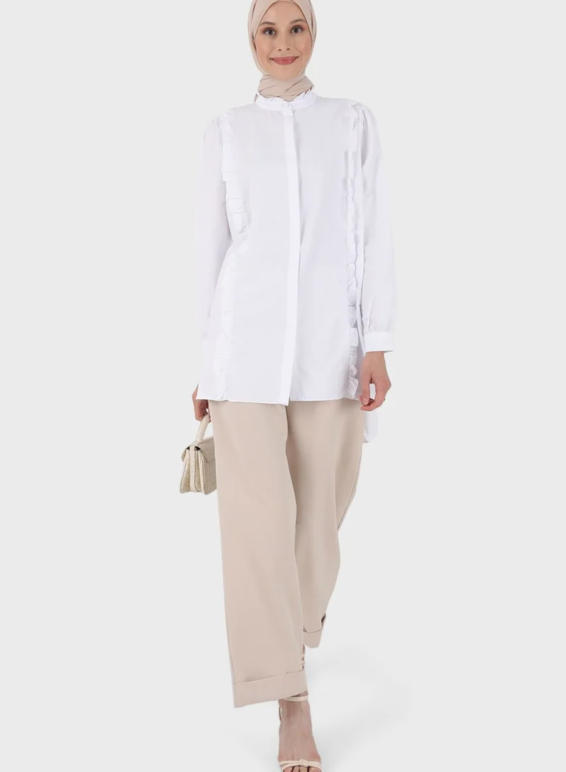 Refka by modanisa Puff Sleeve Button Down Tunic