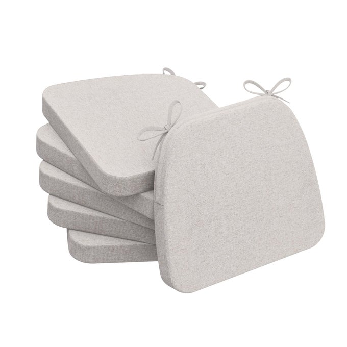 DSHAPED CHAIR CUSHIONS 2 THICK DINING CHAIR PADS WITH TIES AND REMOVABLE MACHINEWASHABLE COVER 17 X 16 SET OF 6 IVORY
