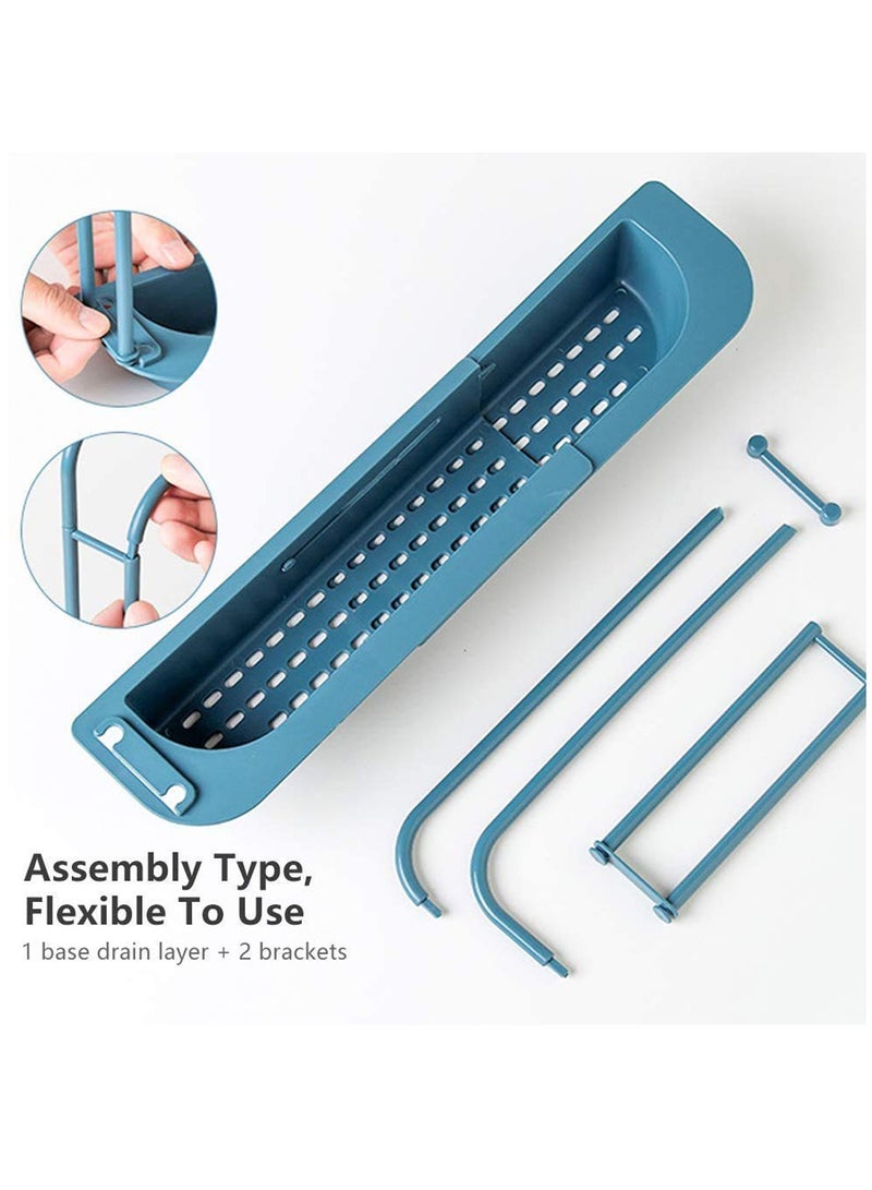 KASTWAVE Telescopic Sink Holder, Adjustable Drainer Sink Tray Sponge Soap Holder, Sink Organizer Holder Dish Cloth Hanger for Home Kitchen - Image 5