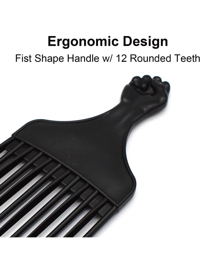 LA PERLA TECH  3 Pics Professional Afro Pick Comb, Detangling Hairdressing Afro Braiding Rake Comb for Wig Natural African Thick Curly Long Short Hairstyling Men Women Barber Salon Hairstylist Tools - Image 3
