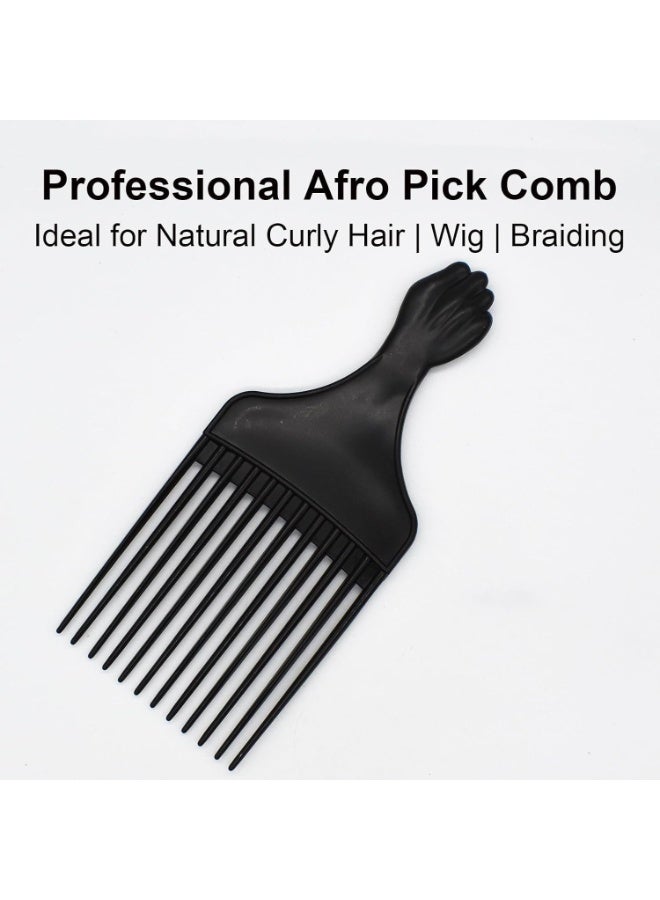 LA PERLA TECH  3 Pics Professional Afro Pick Comb, Detangling Hairdressing Afro Braiding Rake Comb for Wig Natural African Thick Curly Long Short Hairstyling Men Women Barber Salon Hairstylist Tools - Image 5