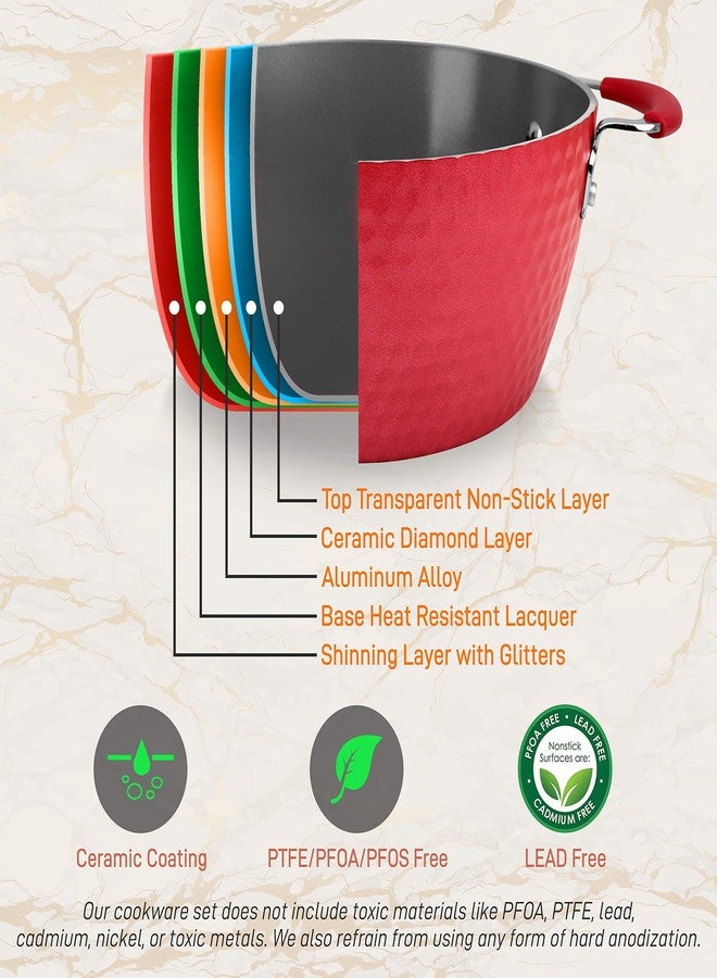 نيوتري شيف قدر طهي هولندي متين غير لاصق من نوتري شيف - أواني طهي عالية الجودة مع أغطية زجاجية مقسّى شفافة، سعة 3.6 كوارت، متوافق مع الموديل: NCCW11RDD، مقاس واحد، أحمر - نوتري شيف PRTNCCW11RDDDOP - Image 3