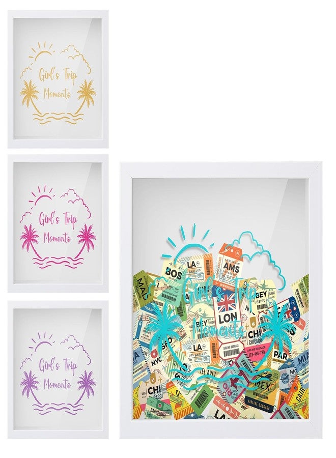 Leinuosen 4 Pcs Travel Shadow Box Gifts for Travelers, 8 x 8 Inch Christmas Memory Gift for Women Girls Trip Adventure Archive Box Top Loading Stub Keepsake Display Case with Slot On Top for Plane Ticket Photo - Image 1