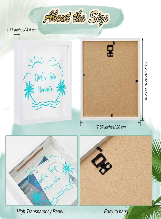 Leinuosen 4 Pcs Travel Shadow Box Gifts for Travelers, 8 x 8 Inch Christmas Memory Gift for Women Girls Trip Adventure Archive Box Top Loading Stub Keepsake Display Case with Slot On Top for Plane Ticket Photo - Image 2