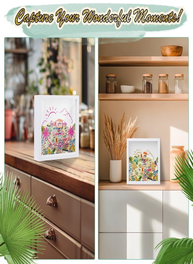 Leinuosen 4 Pcs Travel Shadow Box Gifts for Travelers, 8 x 8 Inch Christmas Memory Gift for Women Girls Trip Adventure Archive Box Top Loading Stub Keepsake Display Case with Slot On Top for Plane Ticket Photo - Image 5