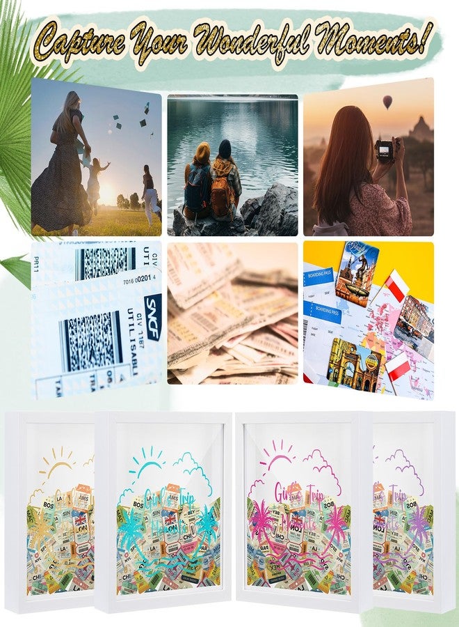 Leinuosen 4 Pcs Travel Shadow Box Gifts for Travelers, 8 x 8 Inch Christmas Memory Gift for Women Girls Trip Adventure Archive Box Top Loading Stub Keepsake Display Case with Slot On Top for Plane Ticket Photo - Image 3
