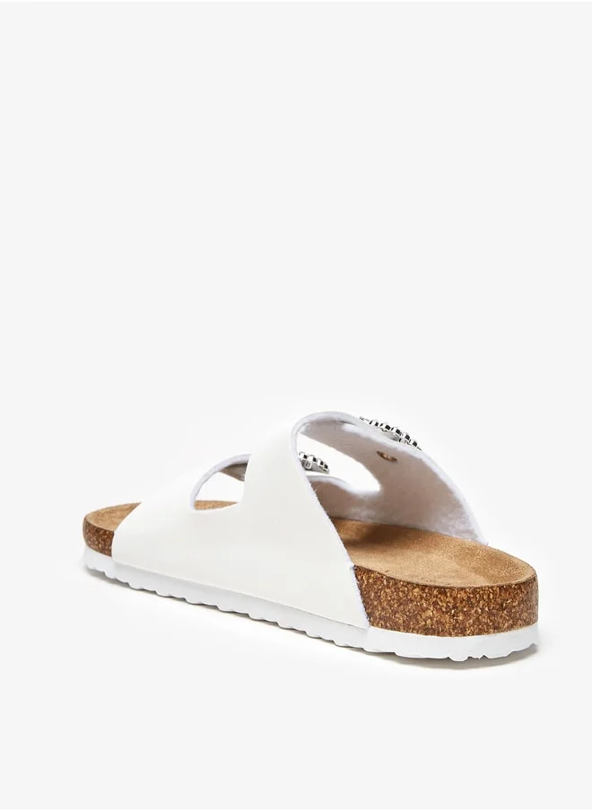 فلورا بيلا Girls Embellished Slip-On Cork Sandals With Buckle Closure