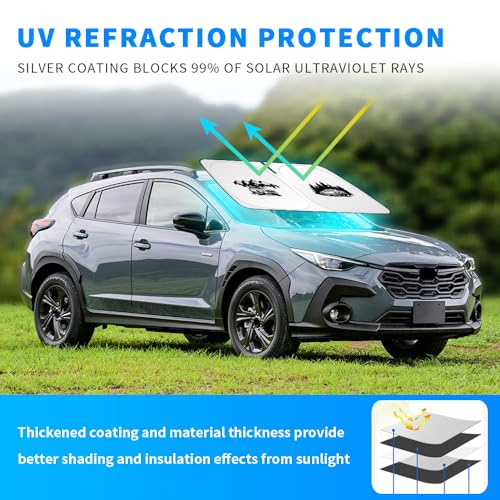 uunonaha Windshield Sunshade Compatible with Subaru Crosstrek Forester Blocks UV Rays Sun Visor Protector Foldable Front Window Sun Shield (Crosstrek) - Image 5