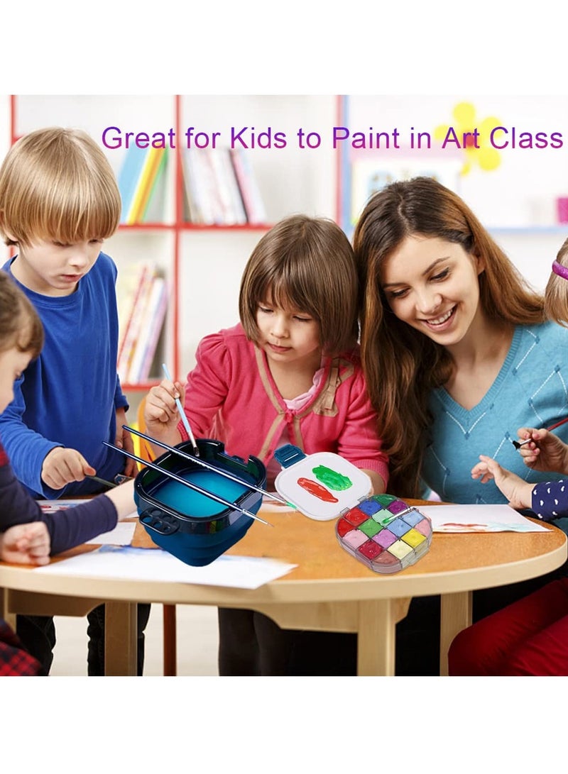 SOLARAE Paint Brush Cleaner with Palette, Airtight Palette Portable Paint Brush Cleaner with Strap Paint Tray for Acrylic Watercolor Water-Based Paints - Image 4