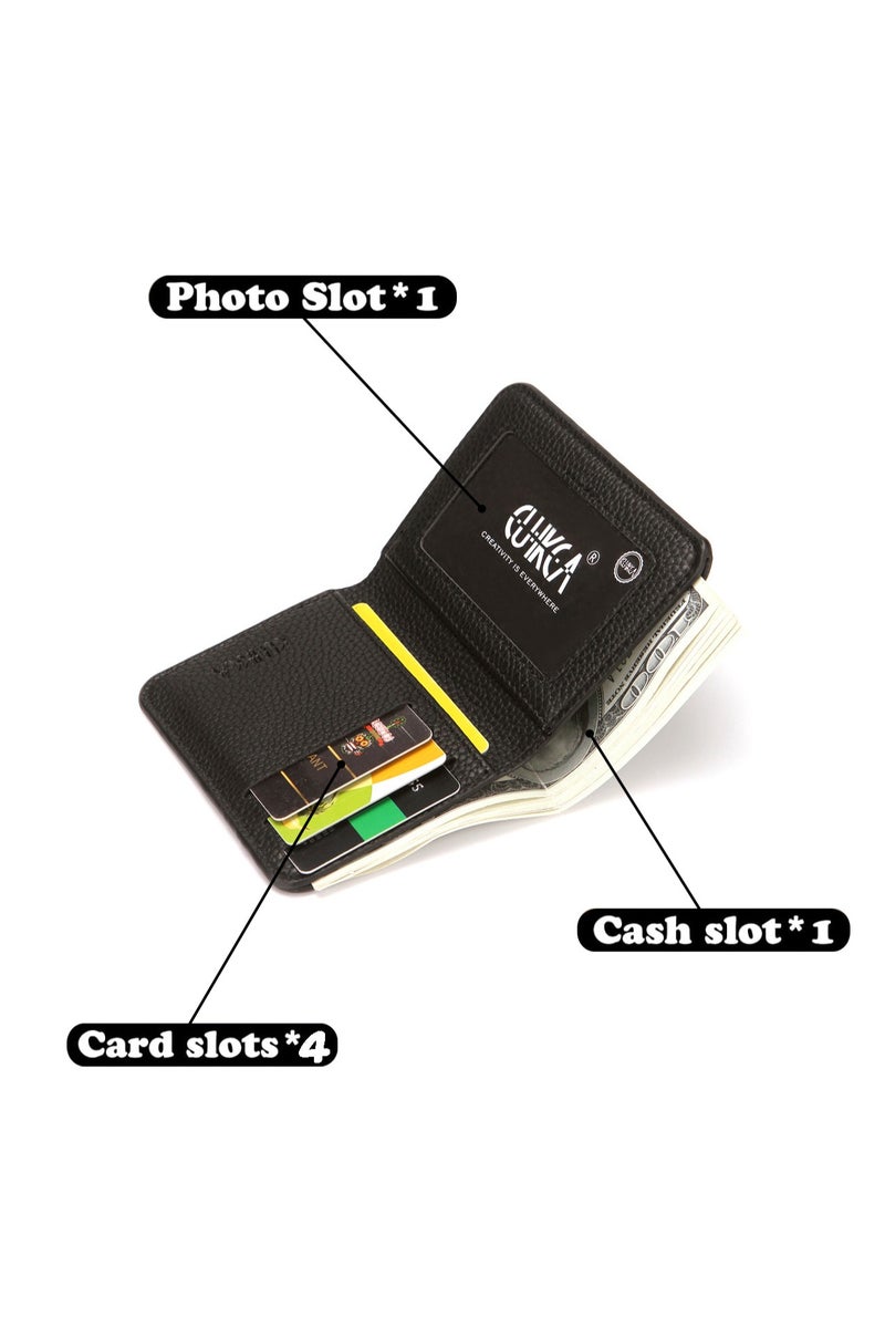 CUIKCA Wallet for Men, Bifold Pocket Wallet with ID Window ,Black 11x8.5x1cm - Image 4