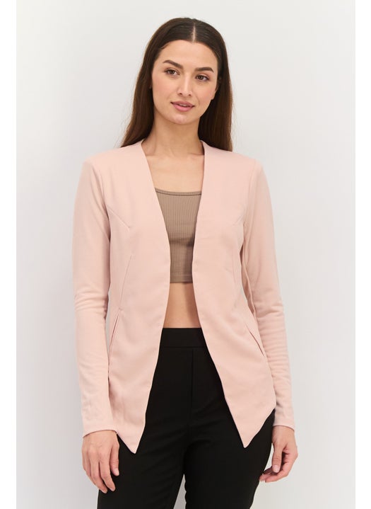 Women Regular Fit Textured Blazer, Peach