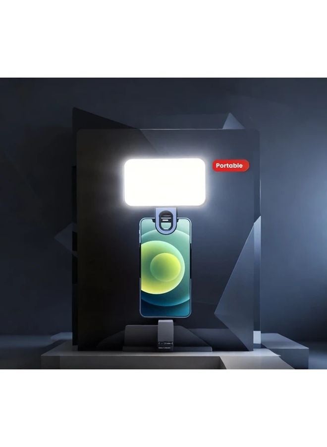 ضوء LED ثلاثي الألوان أسود محمول قابل للشحن عبر USB مع مشبك لتعبئة الضوء للهاتف والكمبيوتر - Image 2