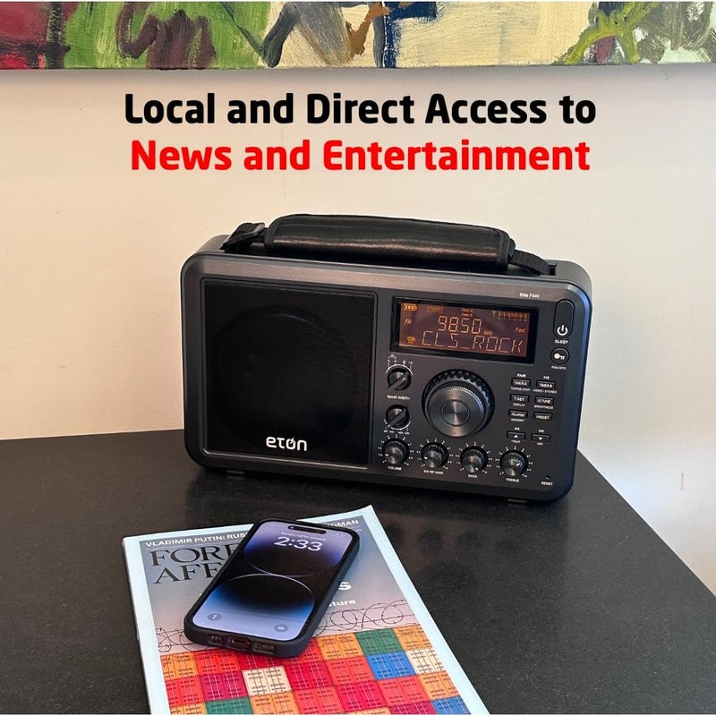 Eton Elite Field Radio with AM/FM, Shortwave, RDS, Bluetooth, Digital Tuning, Treble/Bass Control, 50 Memory Stations, External Antenna, Rich LCD Display, Retro Tabletop Design - Image 5