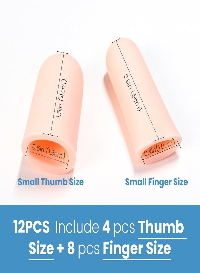 JKcare 12 Pack Gel Finger Caps, Silicone Finger Protectors Sleeves - Covers to Protect Fingertips and Provide Pain Relief from Cracking, Hand Eczema (Cots) - Image 2