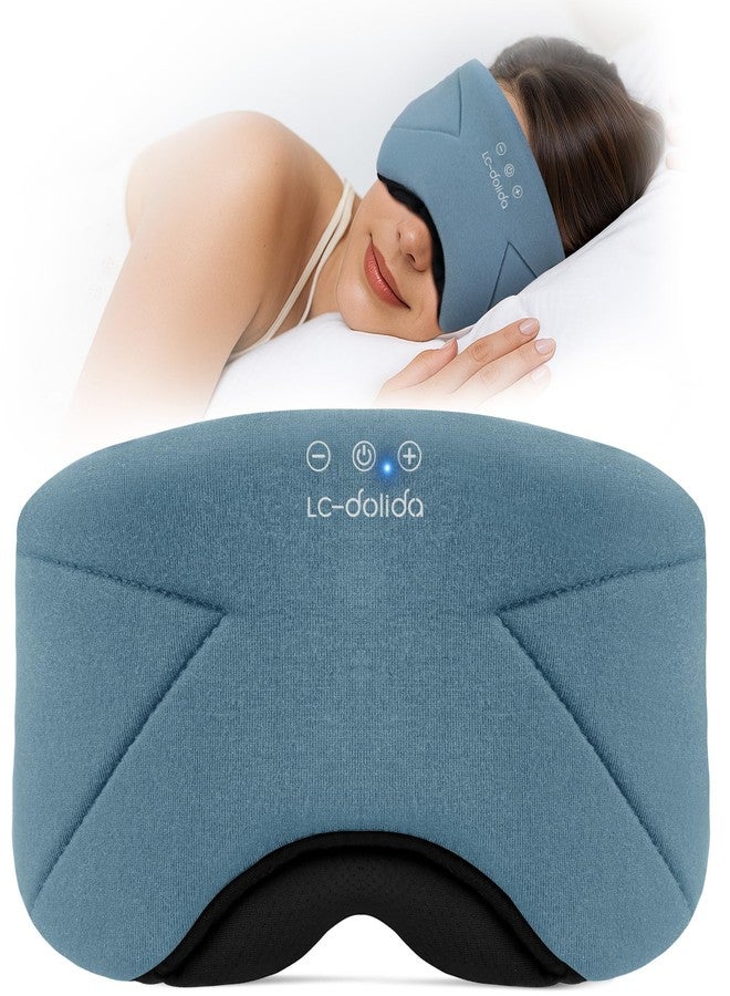 LC-dolida Sleep Mask with Headphones Bluetooth 5.4, LC-dolida Wireless Music Eye Mask for Sleeping Headphones with Soft Bamboo Cotton Cooling Breathable,Ultra-Thin Stereo Speaker for Side Sleepers - Ash Blue - Image 1