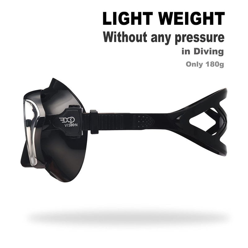 EXP VISION Adult Scuba Diving Mask, Anti-Fog Snorkel Goggles Tempered Glass Swim Mask Goggles with Nose Cover Professional Snorkeling Gear for Diving Snorkeling (Black) - Image 5