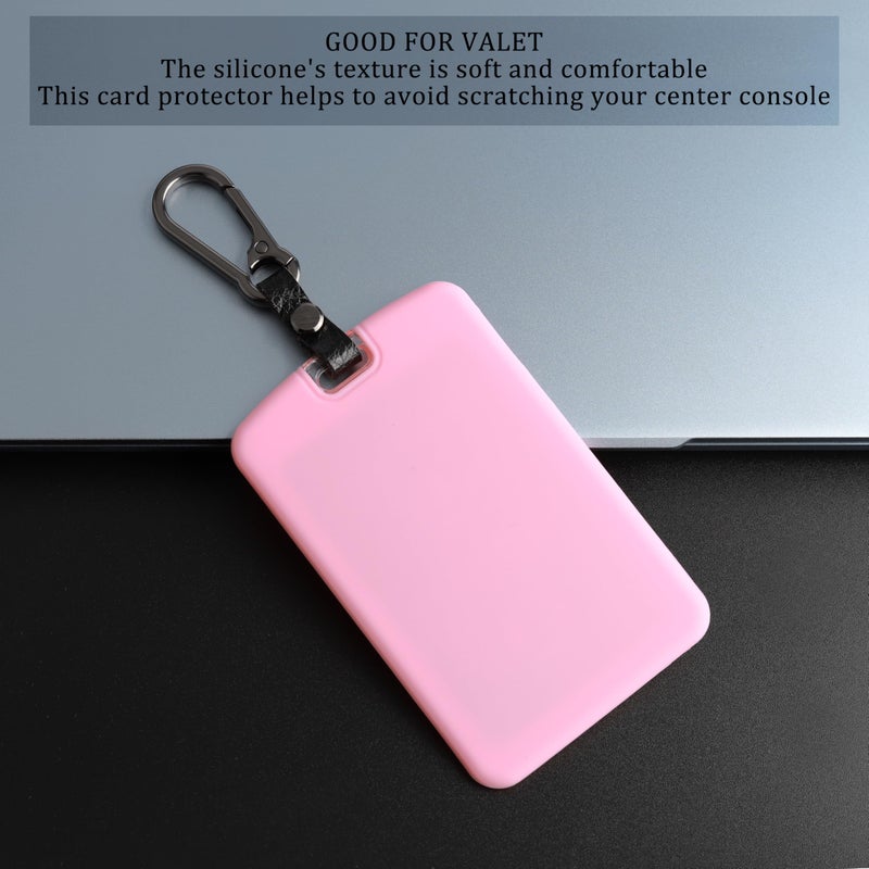 TANDRIVE 2PCS Silicone Key Card Holder Case Compatible with Tesla Model 3 Model Y Cybertruck and Rivianï¼ŒKey Protector Cover Accessories Including Key Chain, Black and Pink - Image 3