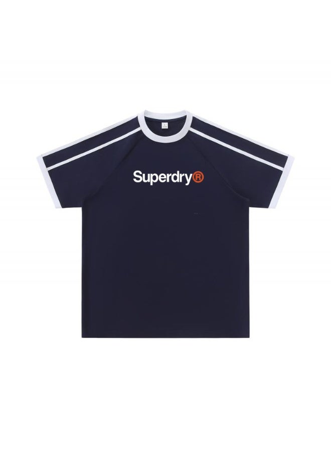 Superdry American raglan striped short-sleeved T-shirt for men and women with loose casual sports couple tops - Image 4