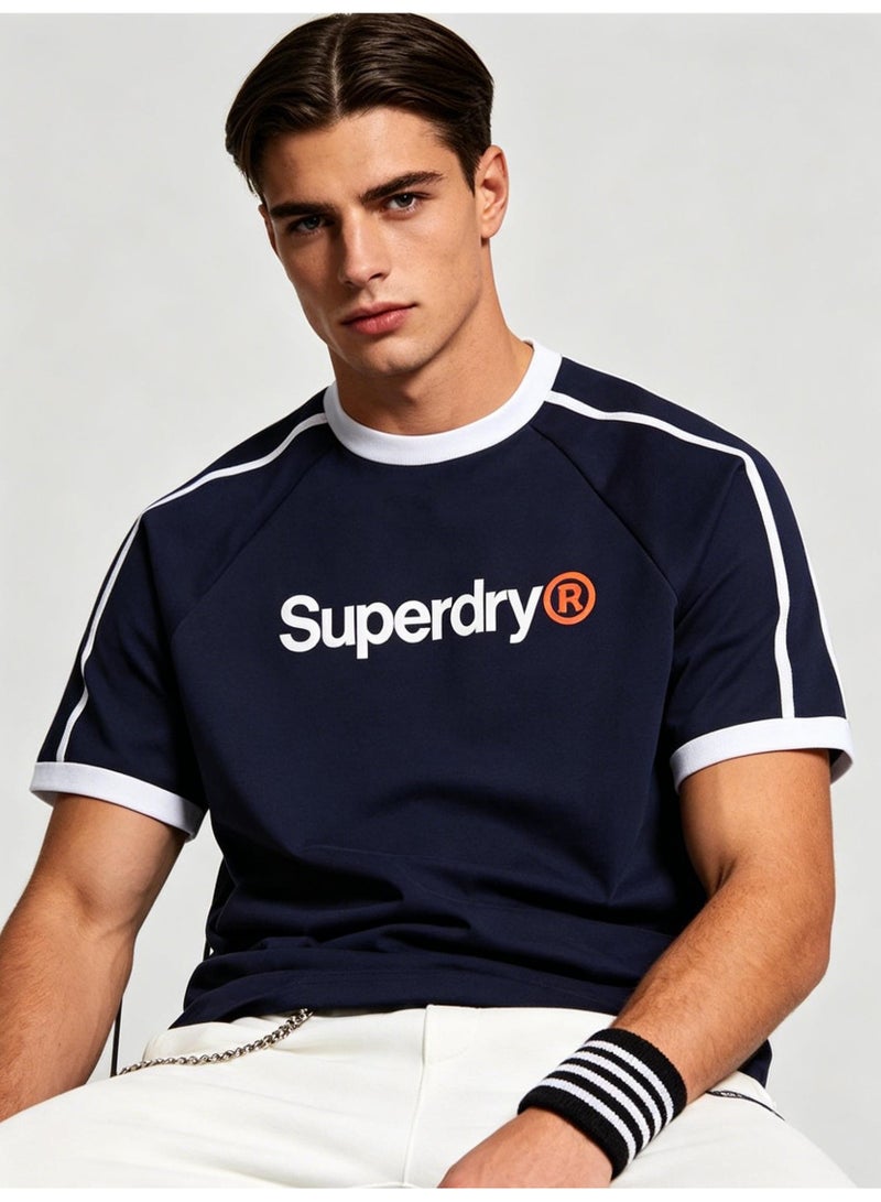 Superdry American raglan striped short-sleeved T-shirt for men and women with loose casual sports couple tops - Image 5