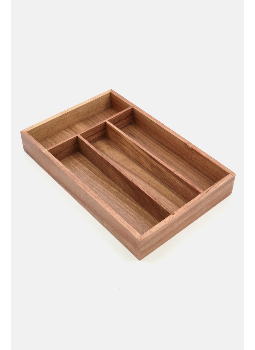 Muy Mucho Classic Acasia Wood Cutlery Organizer, Brown  - Image 2