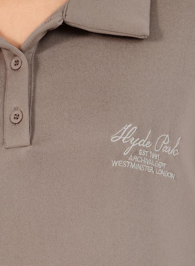 ستايلي سويت شيرت فضفاض بياقة بولو وتفاصيل مُطرزة - Image 4