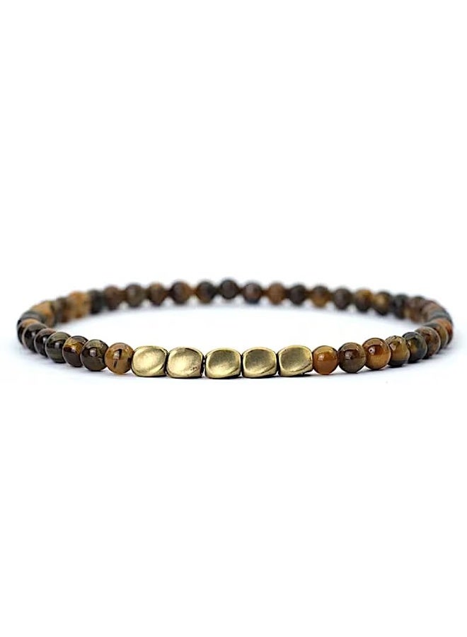 Men & Women Bracelet – Thin Bead Natural Tiger Eye Stone – Elastic Stretch Design – Handcrafted Beaded Fashion Jewelry for Daily Wear – 19 cm - Image 1