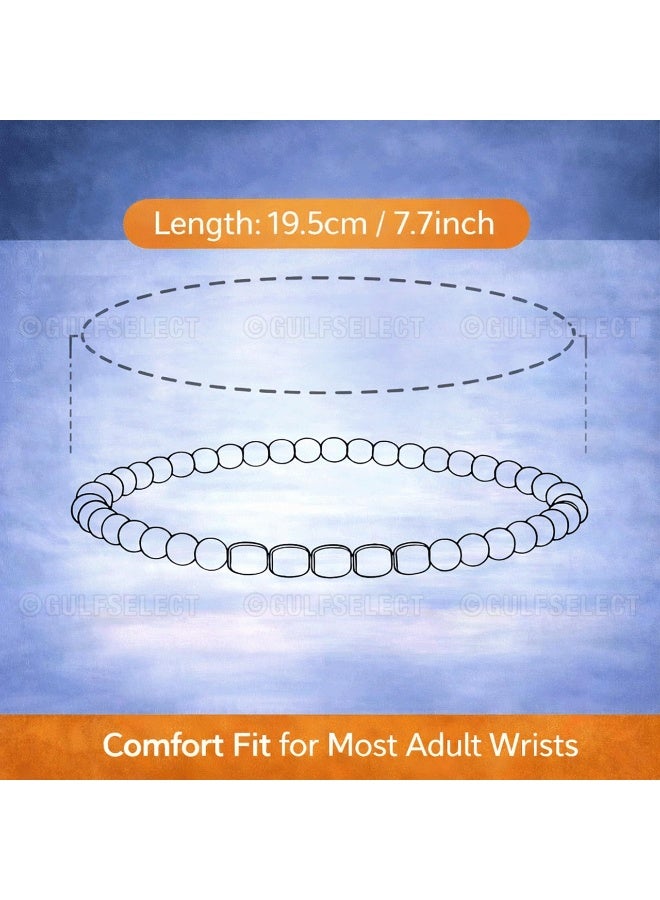Men & Women Bracelet – Thin Bead Natural Tiger Eye Stone – Elastic Stretch Design – Handcrafted Beaded Fashion Jewelry for Daily Wear – 19 cm - Image 2