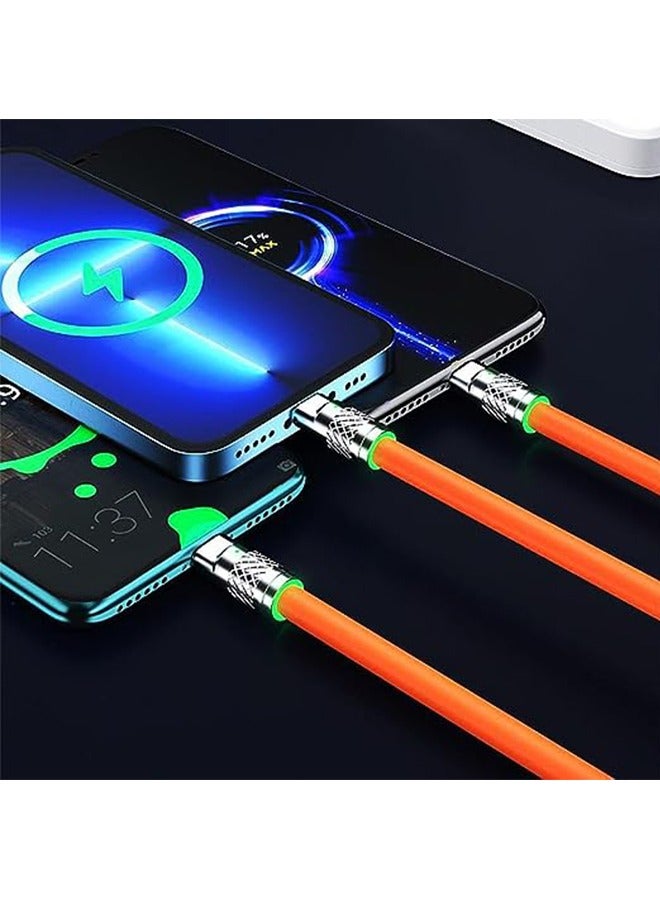 JS 3 in 1 Fast Charging Cable, Multiple Charging Cable Extra Bolded Multi USB Charger Cord 2M For Cellphone Tablets Orange - Image 2