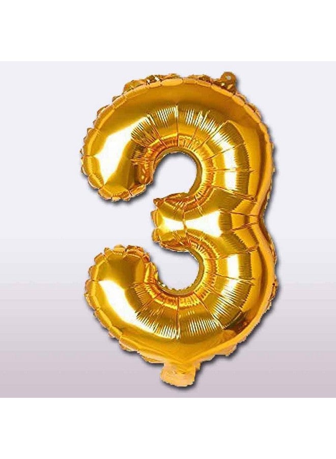 Shopperskart golden 16 inches 3 numbers shape large big foil helium balloons for party decorations in happy birthday anniversary office items materials set pack - Image 1