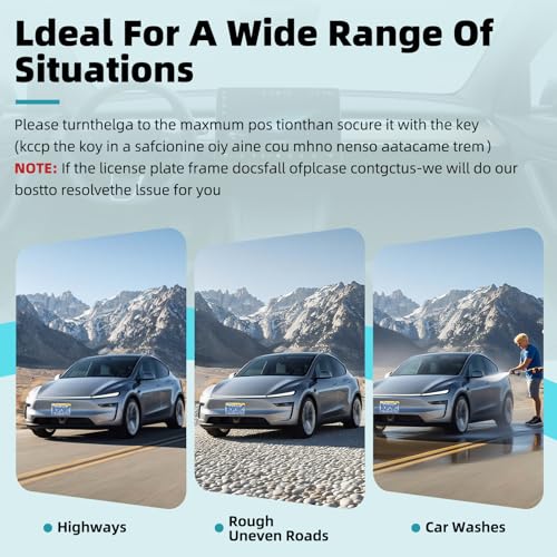 Bopowo The Original No Drill Front License Plate Holder Anti-Theft Lock Compatible with 2025 2026 Tesla Y Juniper Movable up and Down, No Adhesives License Frame - Image 3