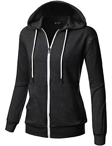 GIVON Womens Lightweight Zip Up Hoodie Long Sleeve Thin Casual Hooded Jacket Plus DCF200CHARCOAL2XL