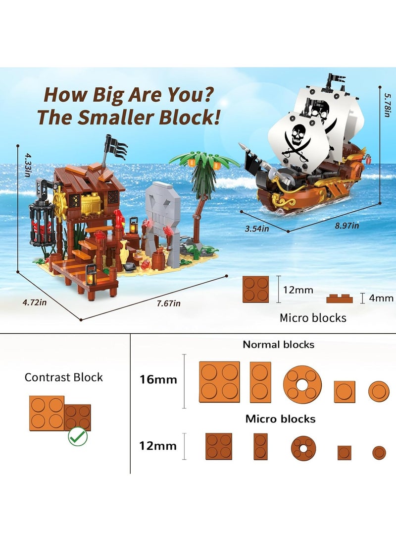 general Mini Brick Pirate Ship Building Toys, Pirate Dock Themed City Store Building Blocks Set for 12 years old + adult boys - Image 3