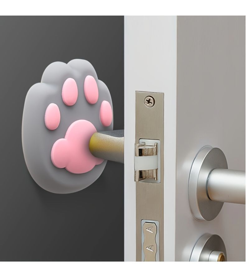 Cute Cat Paw Door Stoppers Pinkish White 3 Pieces Silicone Cushioning Pads Durable Quiet Home Bathroom Decor - Image 5