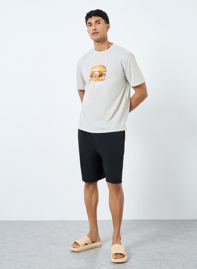 Styli Graphic Print T-Shirt and Solid Shorts Set - Image 1