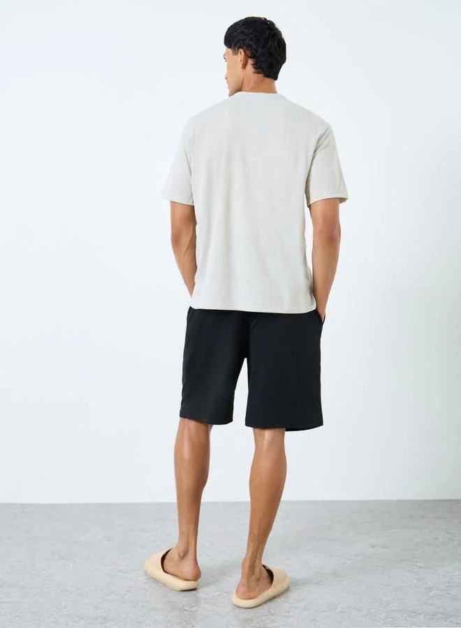 Styli Styli Graphic Print T-Shirt and Solid Shorts Set