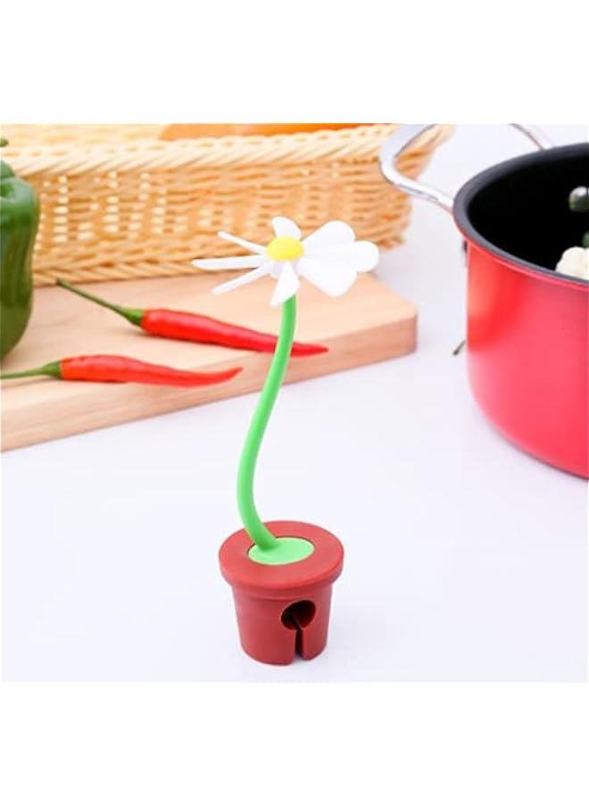 Generic 1 PCS Little Daisy Flower Lid Raised Spill Preventer Creative Steam Powered Self Rotating Kitchen Gadget  - Image 4