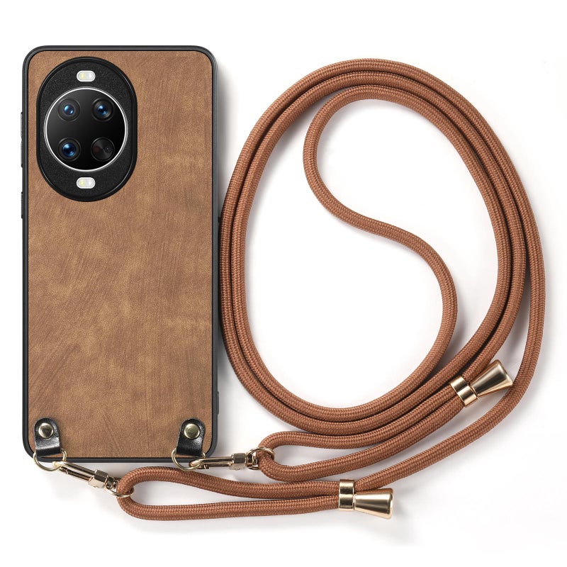 إيروريكس جراب خلفي من الجلد العتيق لهاتف هواوي نوفا 14 برو مع حزام كتف (بني) - Image 2